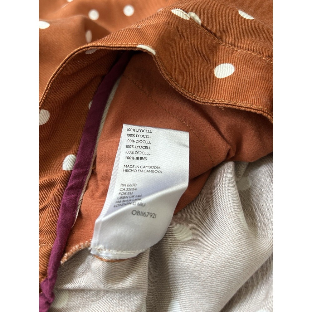 Anthropologie Maeve Pleated Wide Leg Pants Isobel Orange Polka Dot Size M - Picture 7 of 7